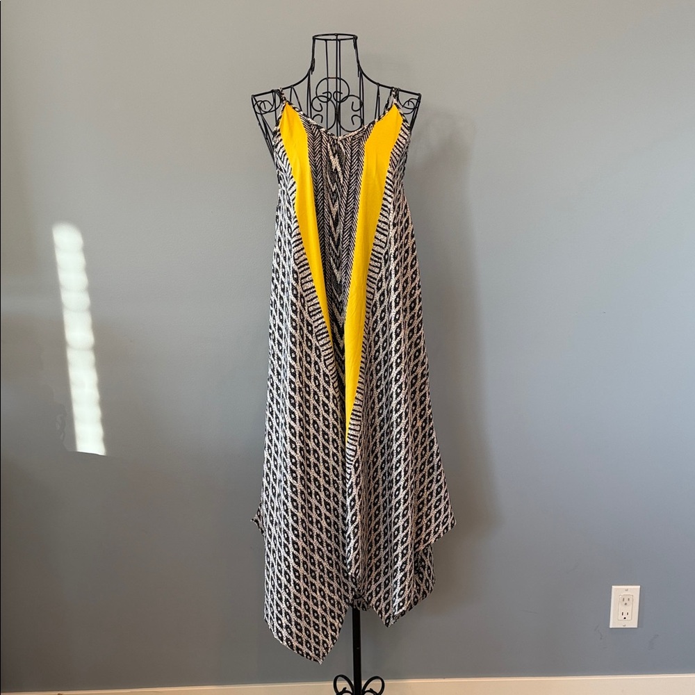 Yellow and Black Geometric Pattern Dress